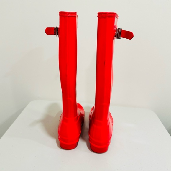 Hunter Original Tall Gloss Women's Red Coral Rubber Knee-High Rain Boot US 6 - Picture 2 of 9